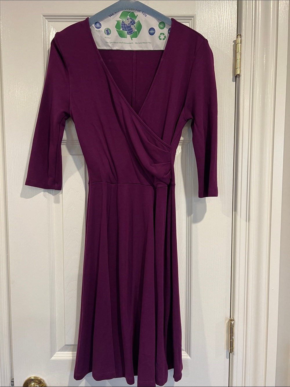 Lark & Ro Deep Plum Wrap-Front Midi Dress